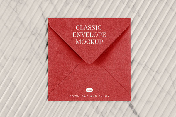 Top Vision of Square Envelope Mockup FREE PSD