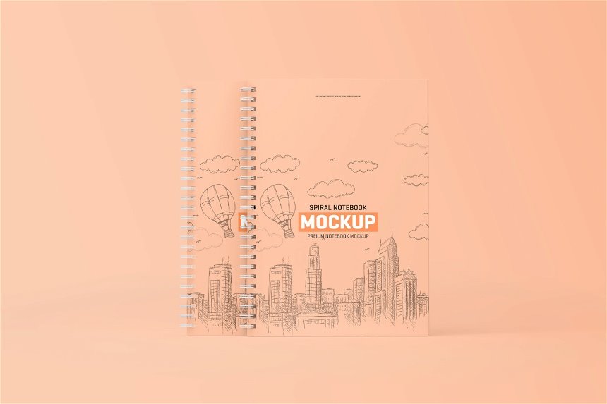 3 Different Showcases of Spiral Notebook Mockup FREE PSD