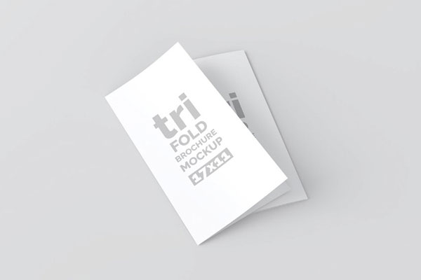 3 Shots of 17×11 Trifold Brochure Mockup FREE PSD