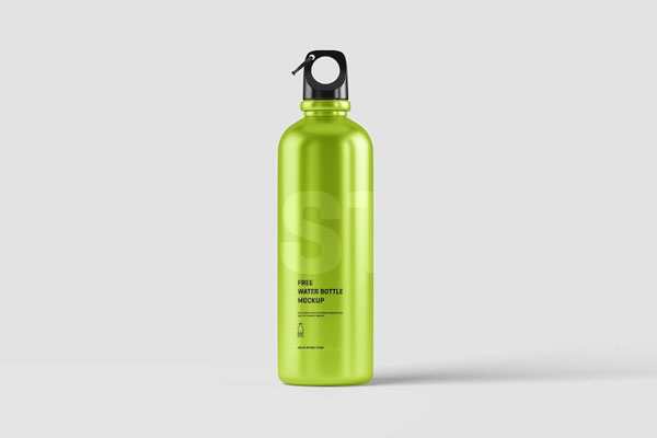 3 Shots of Aluminum Water Bottle Mockup FREE PSD