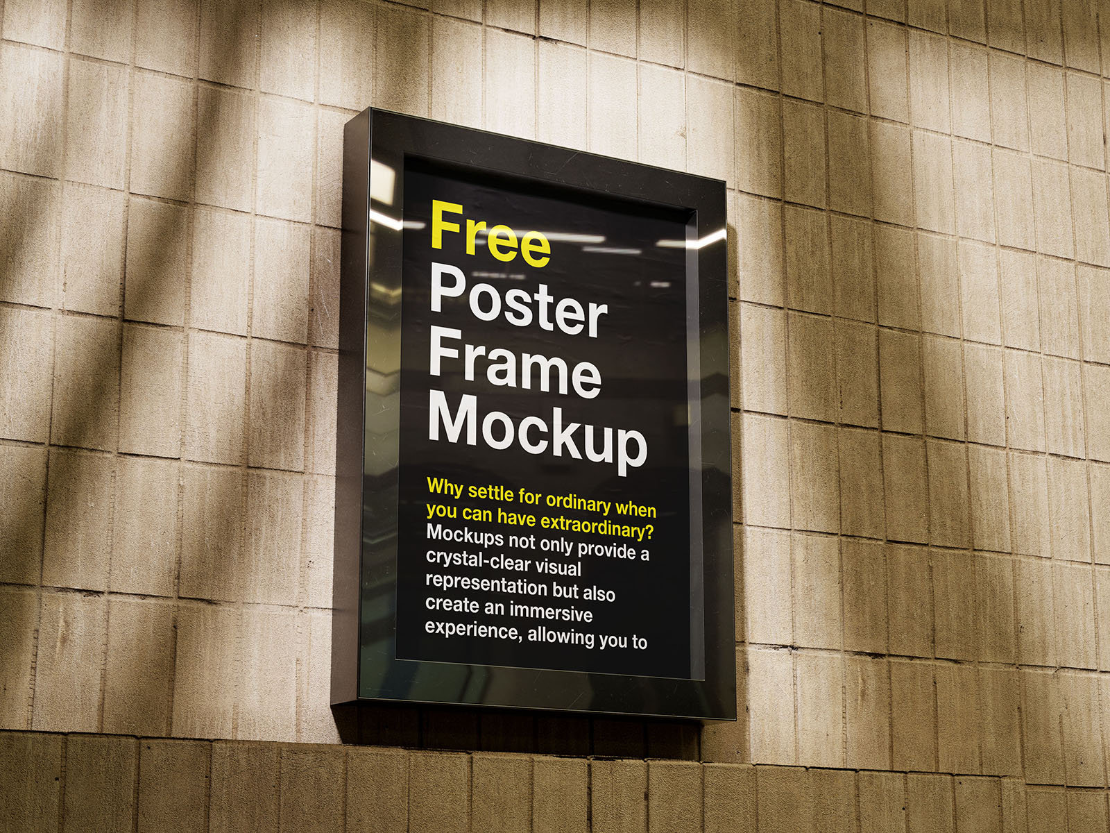 3 Shots of Poster in Frame Mockup FREE PSD
