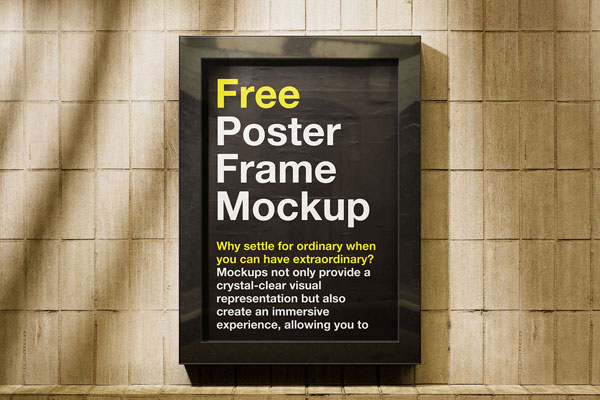 3 Shots of Poster in Frame Mockup FREE PSD