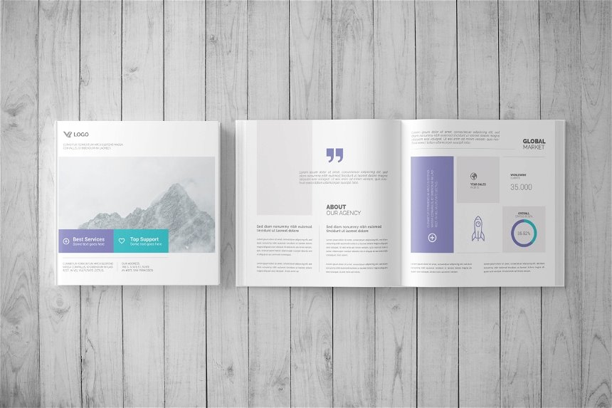 3 Shots of Square Hardcover Book Mockup FREE PSD