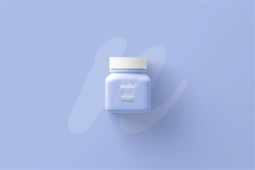 3 Showcases of Small Square Pill Bottle Mockup FREE PSD