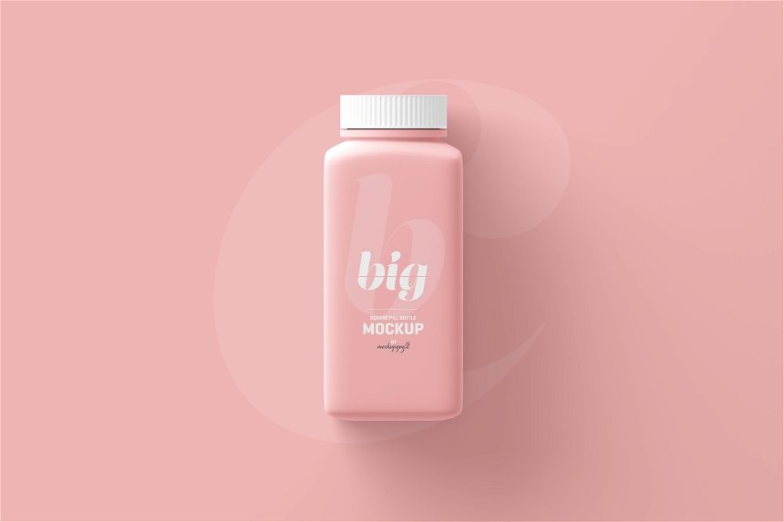 3 Views of Long Square Pill Bottle Mockup FREE PSD