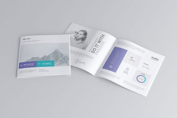 3 Views of Square Brochure Mockup FREE PSD