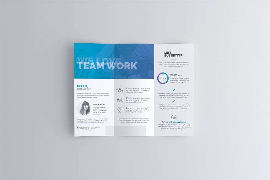 3 Views of US Letter Trifold Brochure Mockup FREE PSD