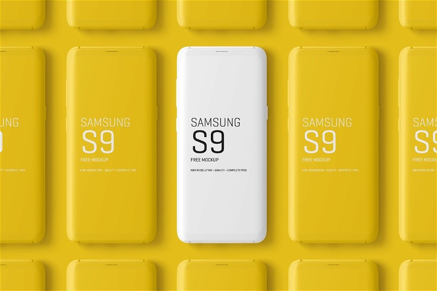 4 Different Minimal Samsung Galaxy S9 Mockups FREE PSD