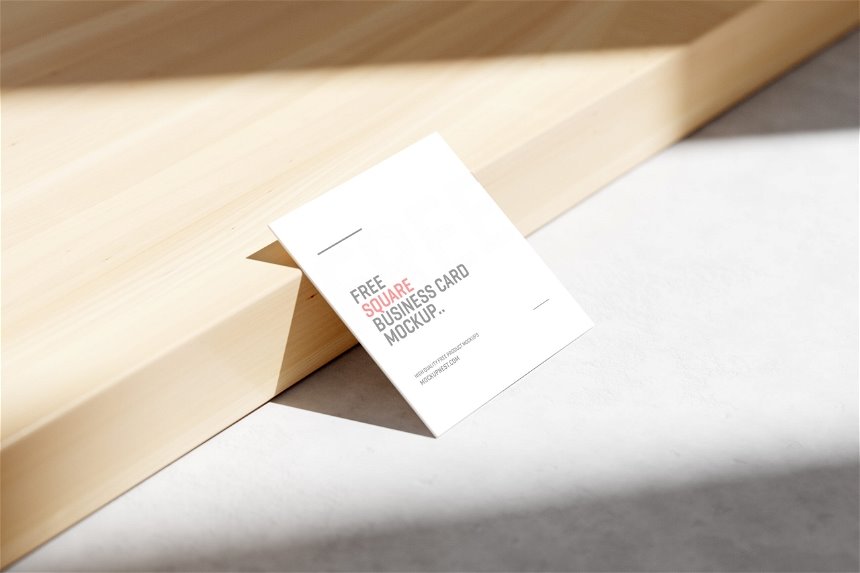 4 Different Views of Square Business Card Mockup FREE PSD