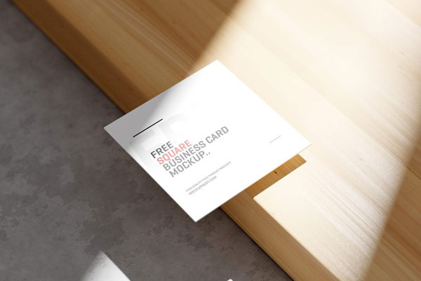 4 Different Views of Square Business Card Mockup FREE PSD