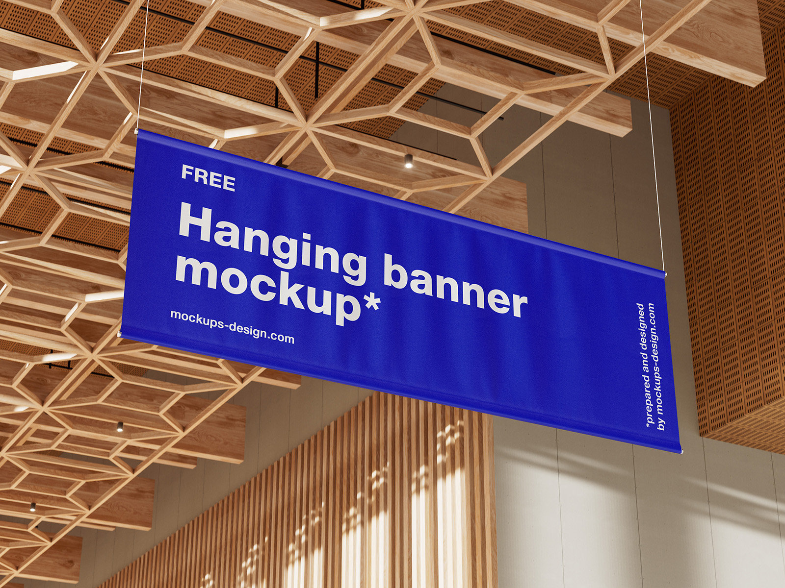 4 Distinct Mockups of Hanging Banner in Expo Hall FREE PSD
