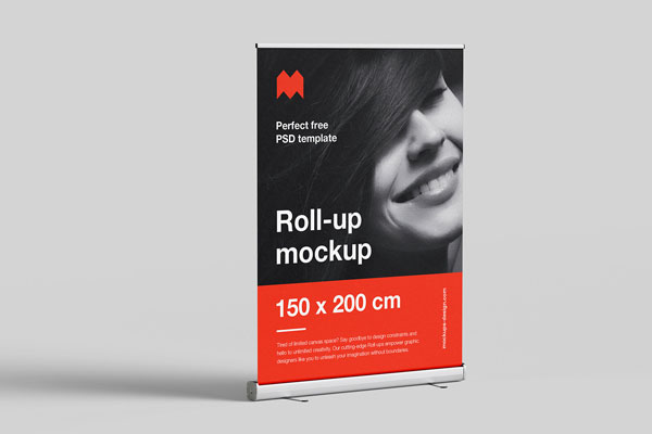 4 Roll Up Mockup in Varied Views FREE PSD