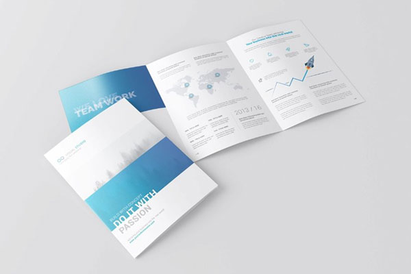 4 Shots of A4 Tri Fold Brochure Mockup FREE PSD