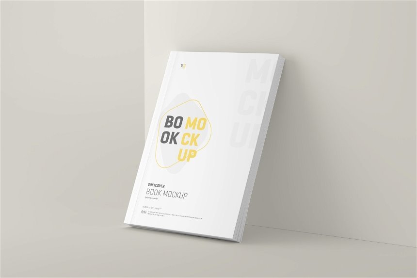 4 Shots of Clean Softcover Book Mockup FREE PSD