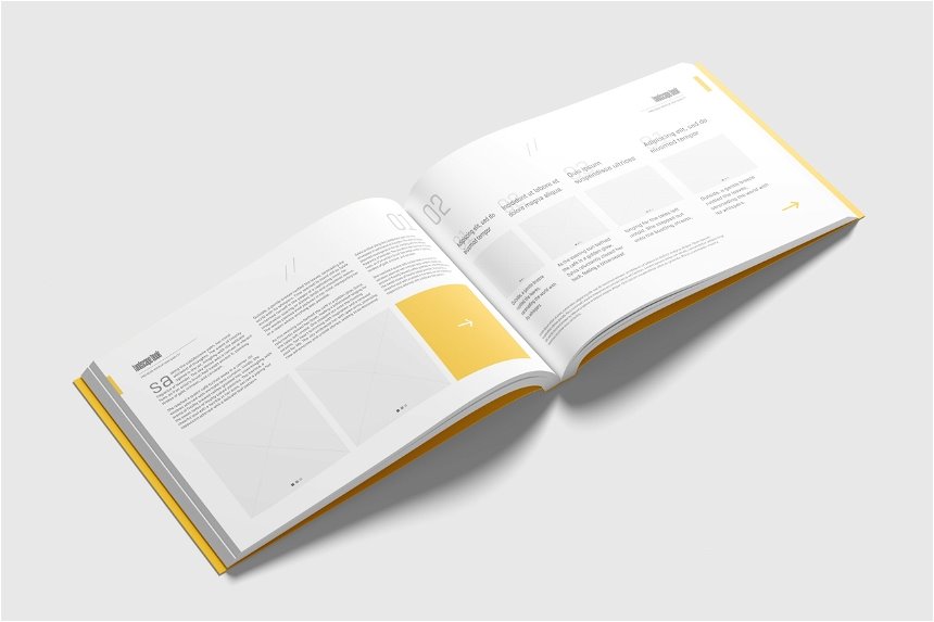 4 Shots of Landscape Softcover Book Mockup FREE PSD