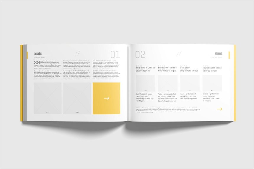 4 Shots of Landscape Softcover Book Mockup FREE PSD