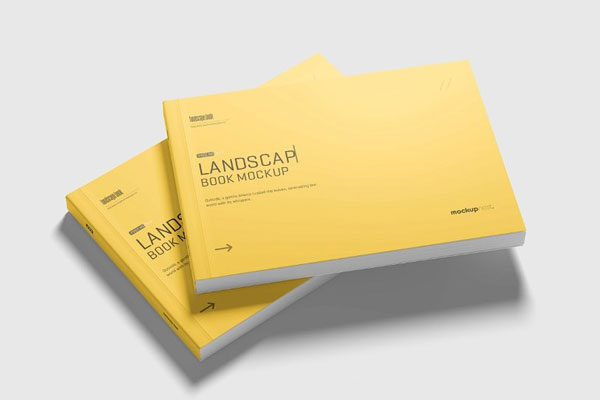 4 Shots of Landscape Softcover Book Mockup FREE PSD