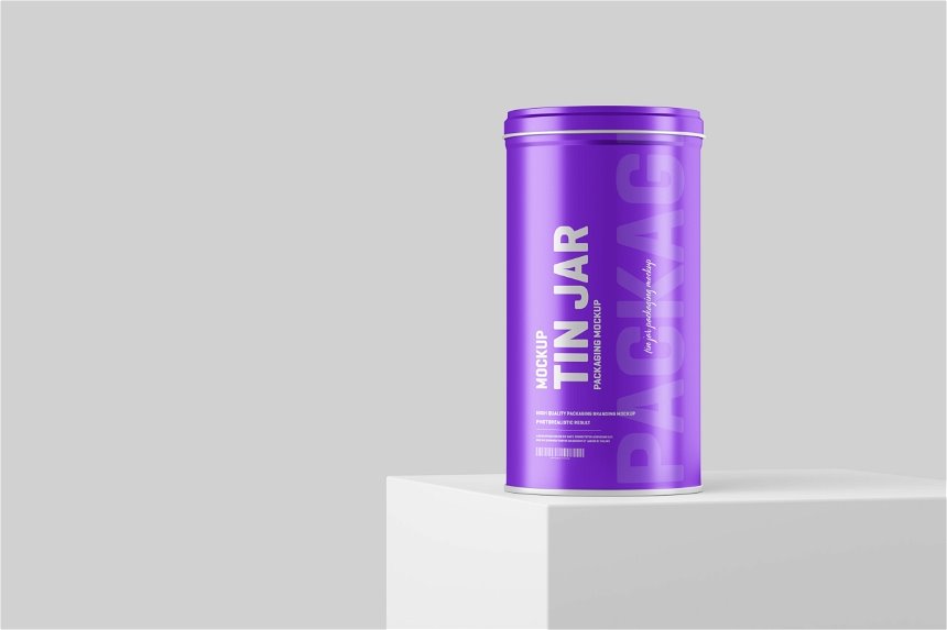 4 Shots of Tin Jar Packaging Mockup FREE PSD