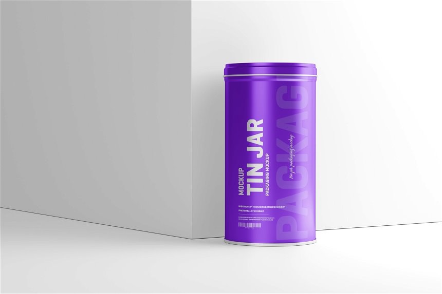 4 Shots of Tin Jar Packaging Mockup FREE PSD