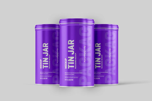 4 Shots of Tin Jar Packaging Mockup FREE PSD
