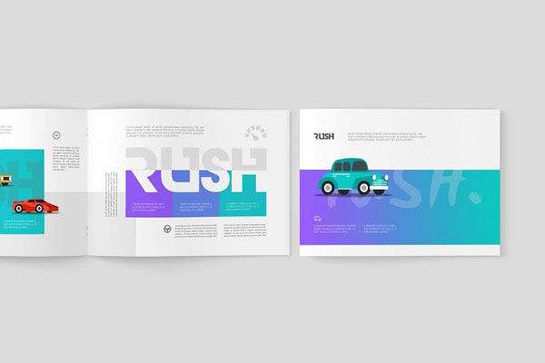 4 Showcases of A4 Landscape Brochure Mockup FREE PSD