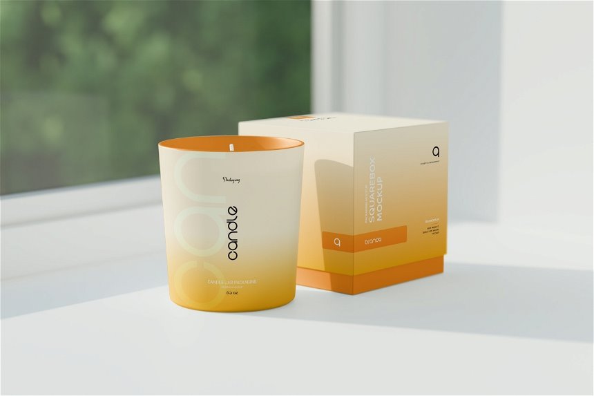 4 Showcases of Candle Glass Packaging Mockup FREE PSD