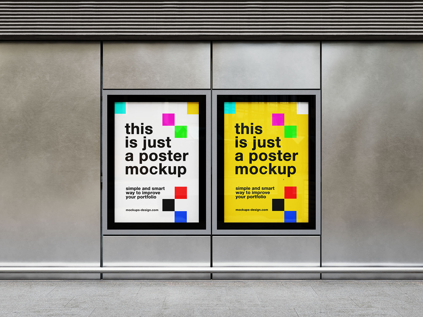 4 Showcases of Citylight Poster Frames Mockup FREE PSD