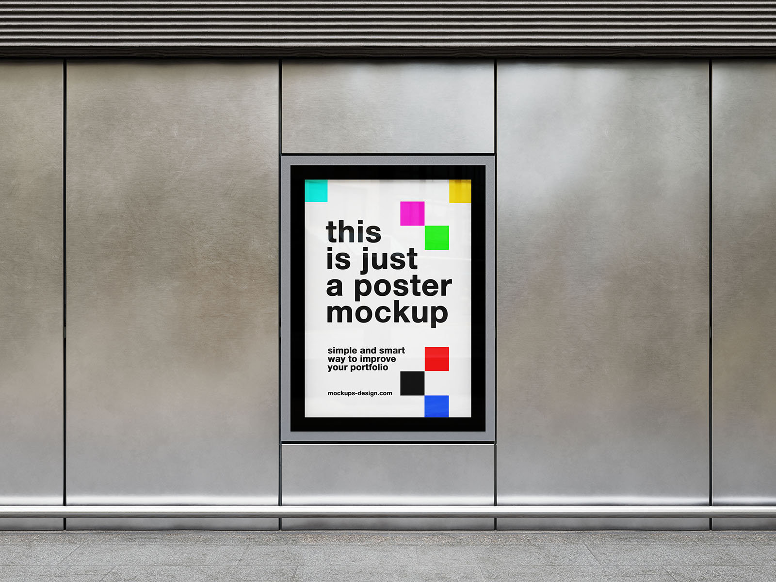 4 Showcases of Citylight Poster Frames Mockup FREE PSD
