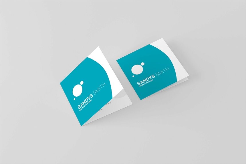 4 Showcases of Square Folded Business Card Mockup FREE PSD