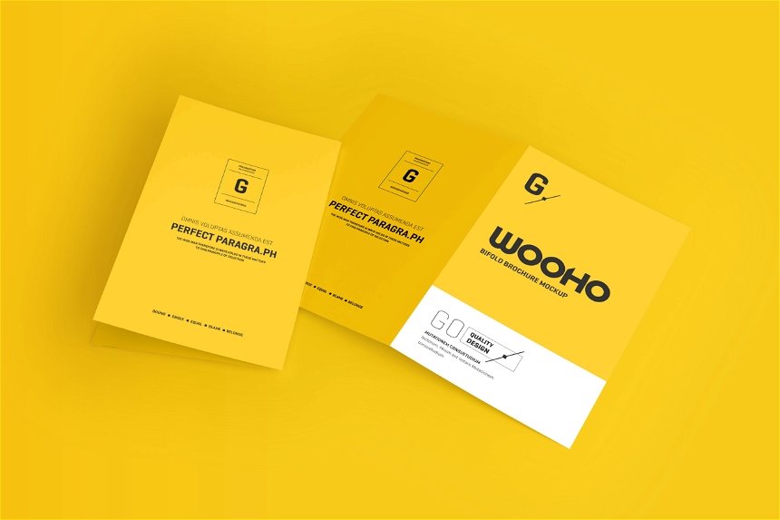 4 Showcases of Us Letter Bifold Brochure Mockup FREE PSD
