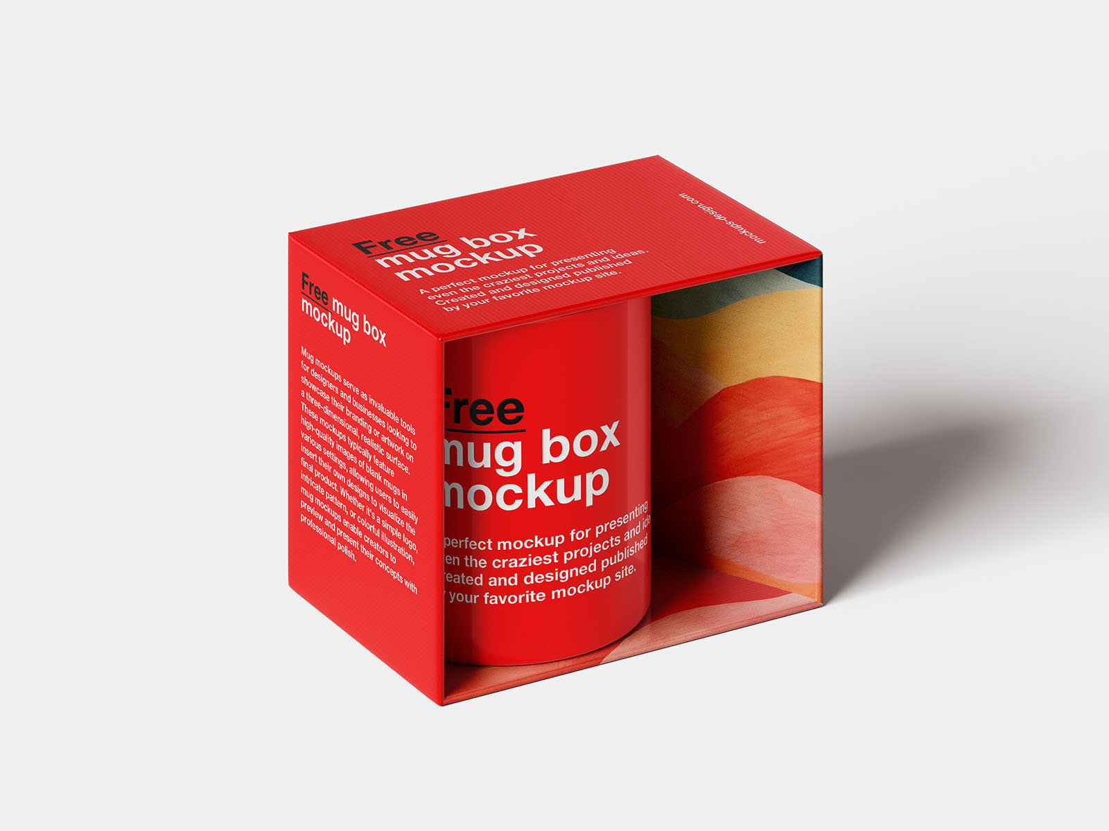 4 Sights of Mug in the Box Mockup FREE PSD