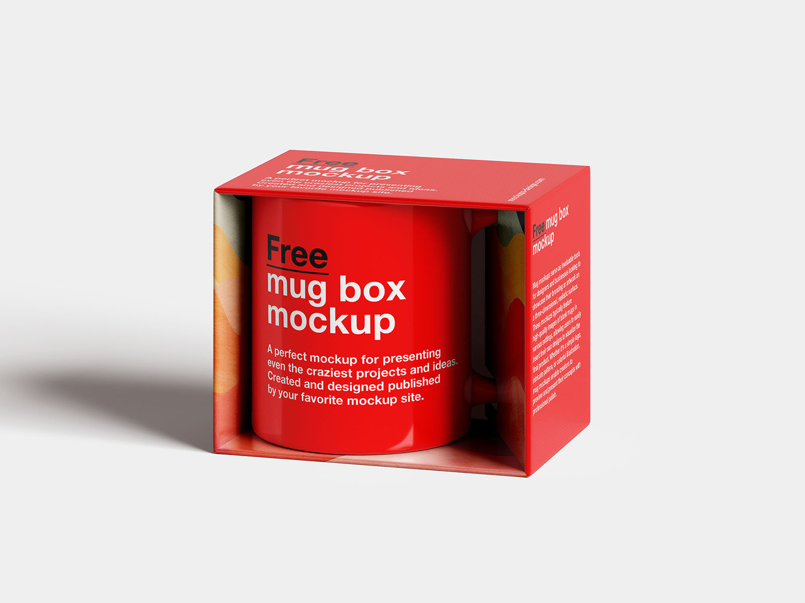 4 Sights of Mug in the Box Mockup FREE PSD