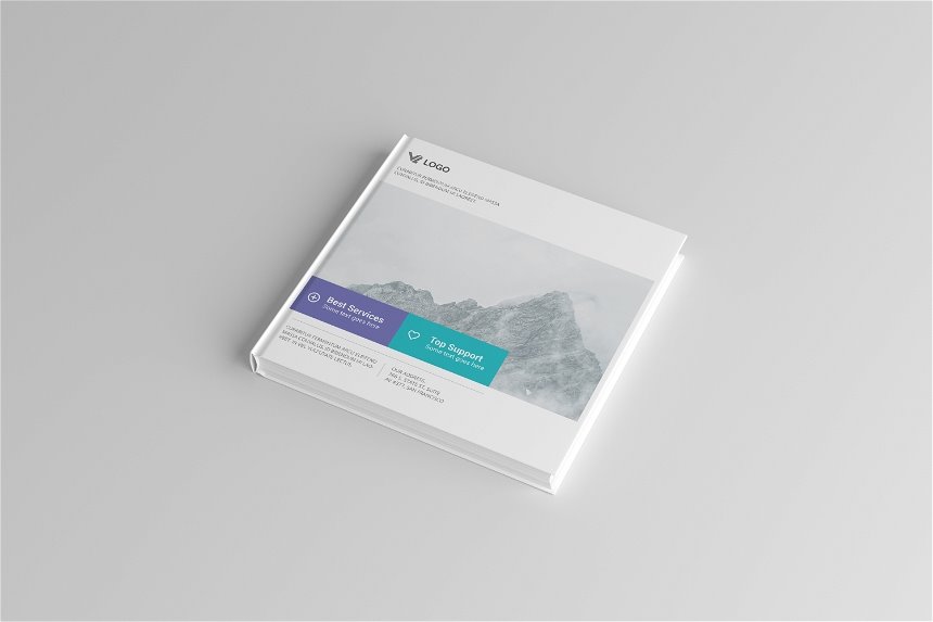 4 Sights of Square Hardcover Book Mockup FREE PSD