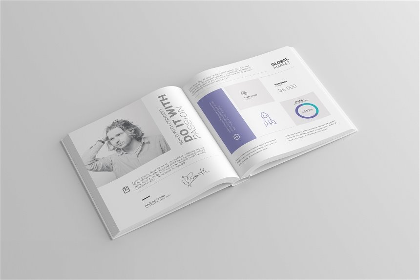 4 Sights of Square Hardcover Book Mockup FREE PSD