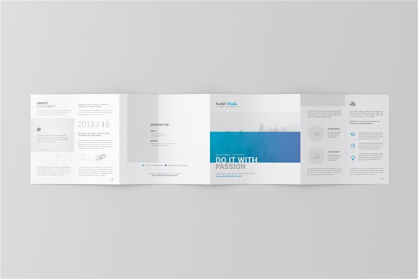 4 Views of Square 4 Fold Brochure Mockup FREE PSD