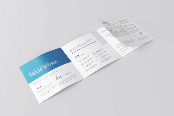 4 Views of Square 4 Fold Brochure Mockup FREE PSD