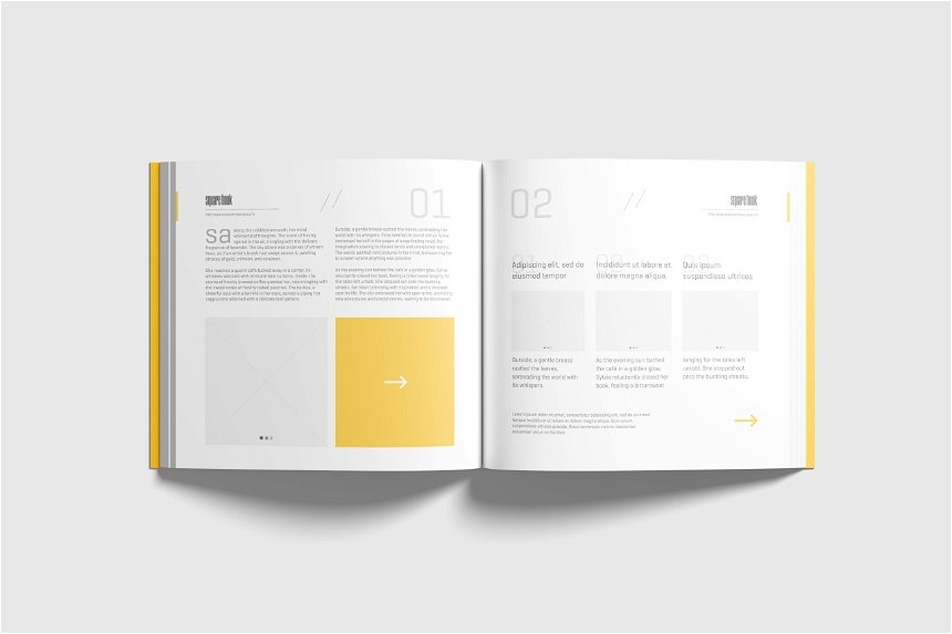 4 Views of Square Softcover Book Mockup FREE PSD