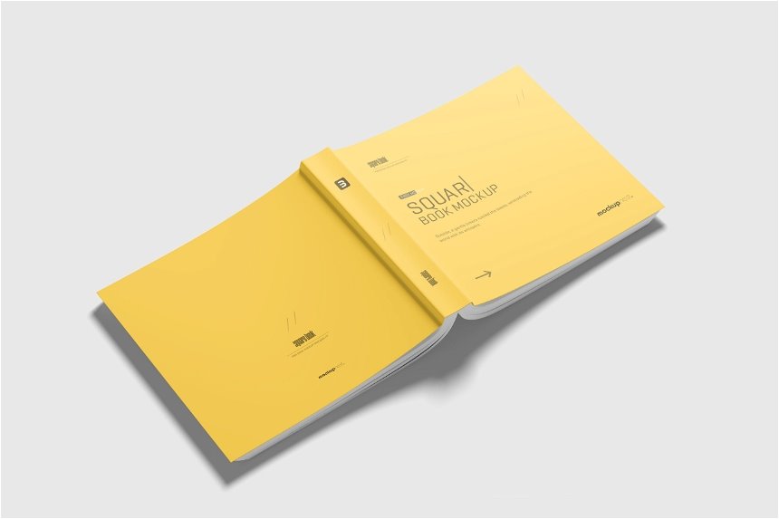 4 Views of Square Softcover Book Mockup FREE PSD