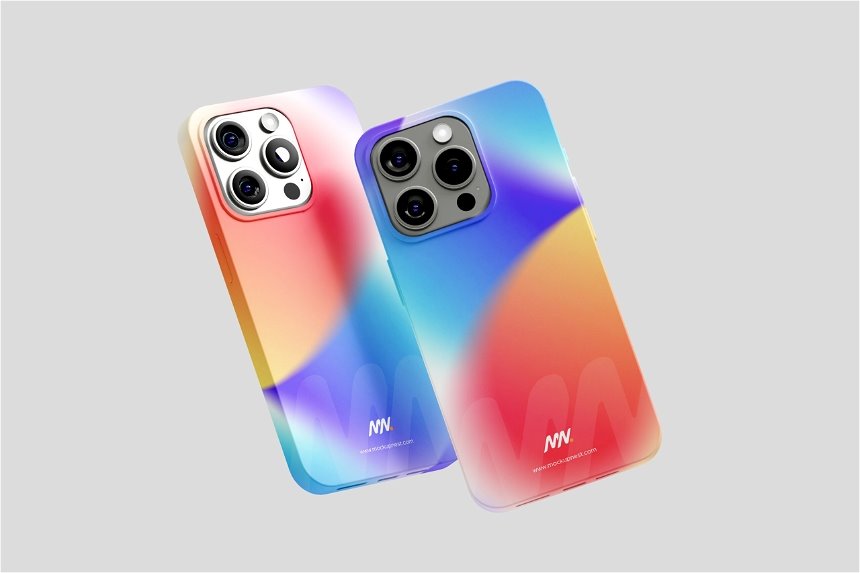 4 Visions of Iphone 15 Pro Cover Mockup FREE PSD