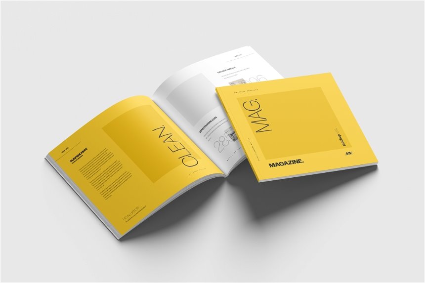 4 Visions of Square Magazine Mockup Free Download | Resource Boy