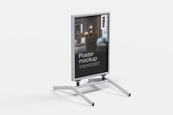 5 Showcase of Poster Display Stand Mockup FREE PSD