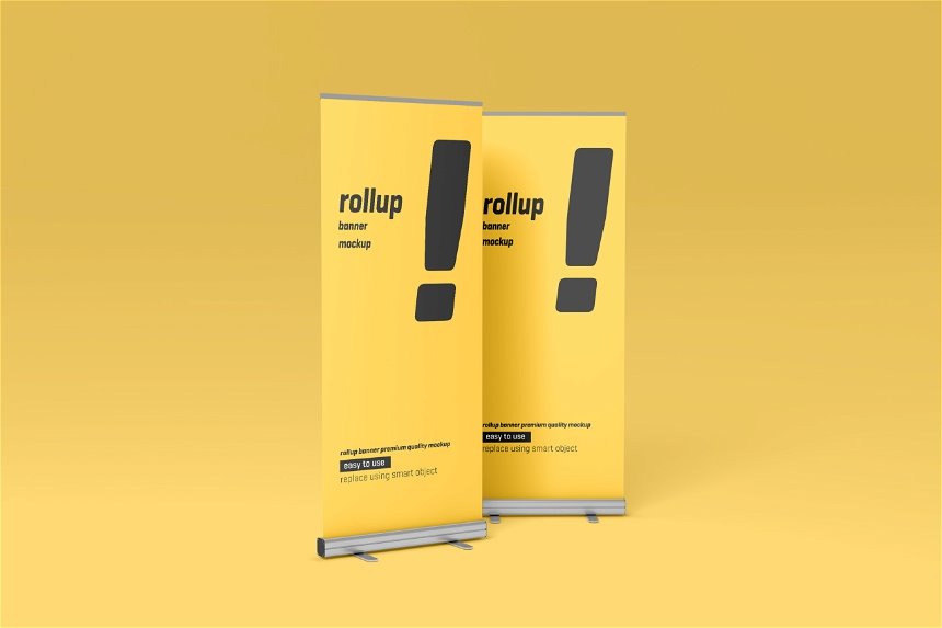 5 Showcases of Rollup Trade Show Banner Mockup FREE PSD