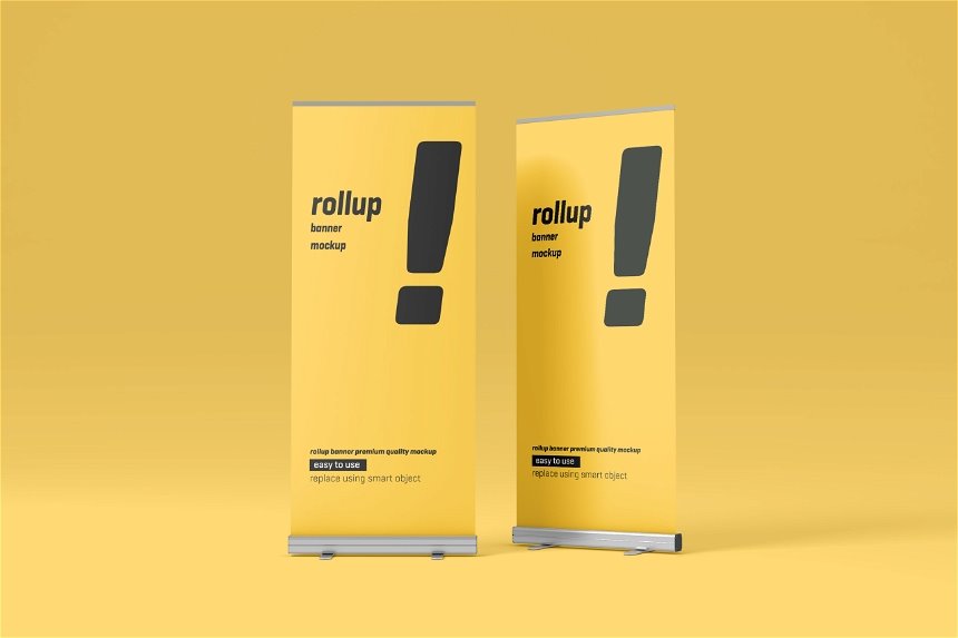5 Showcases of Rollup Trade Show Banner Mockup FREE PSD