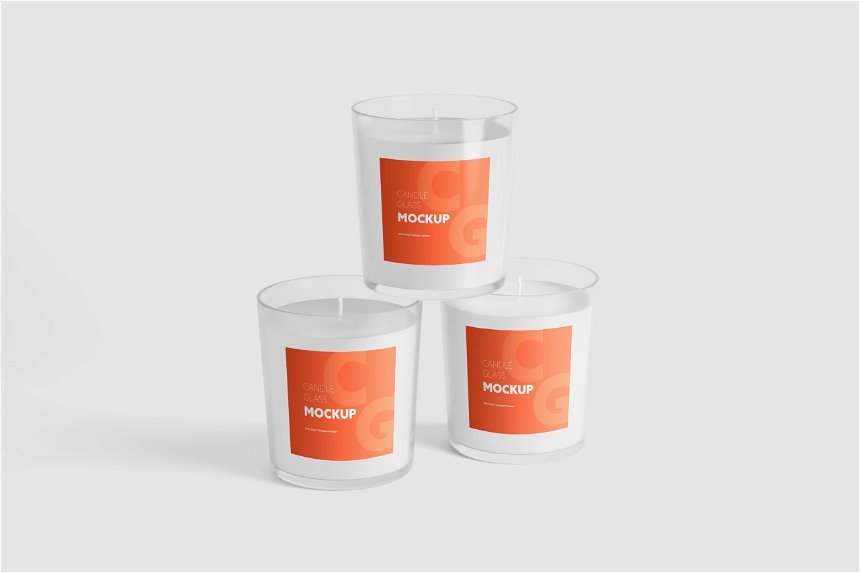 5 Showcases of Transparent Candle Glass Mockup FREE PSD