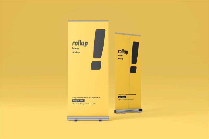 5 Visions of Rollup Banner Mockup FREE PSD