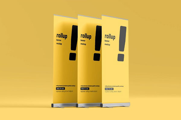 5 Visions of Rollup Banner Mockup FREE PSD