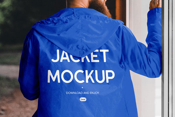 Back View of Man Wearing Jacket Mockup FREE PSD