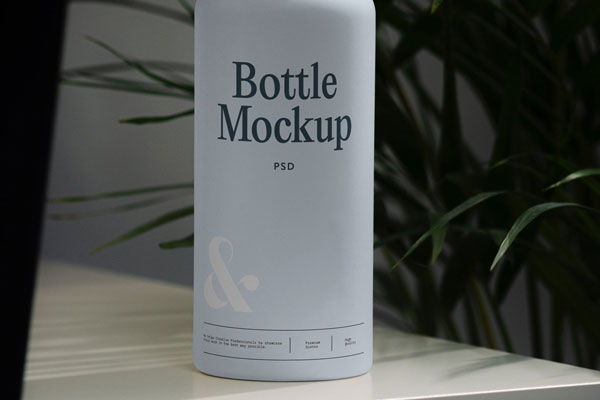 Bottle Mockup on Table in Front Show FREE PSD