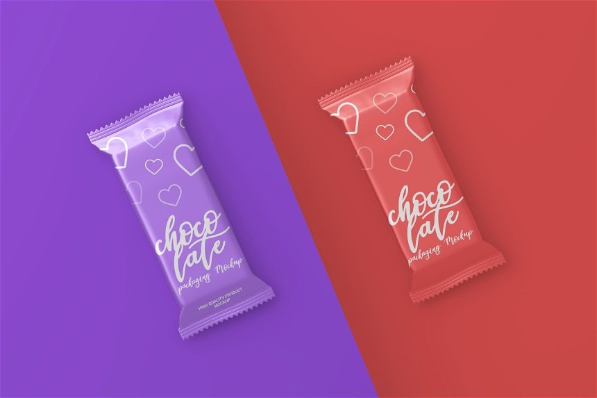 Chocolate Bar Packaging Mockup in 2 Views FREE PSD