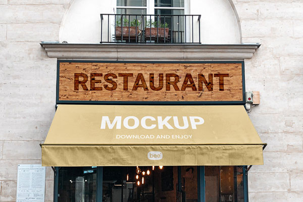 Facing Showcase of Restaurant Front Mockup FREE PSD